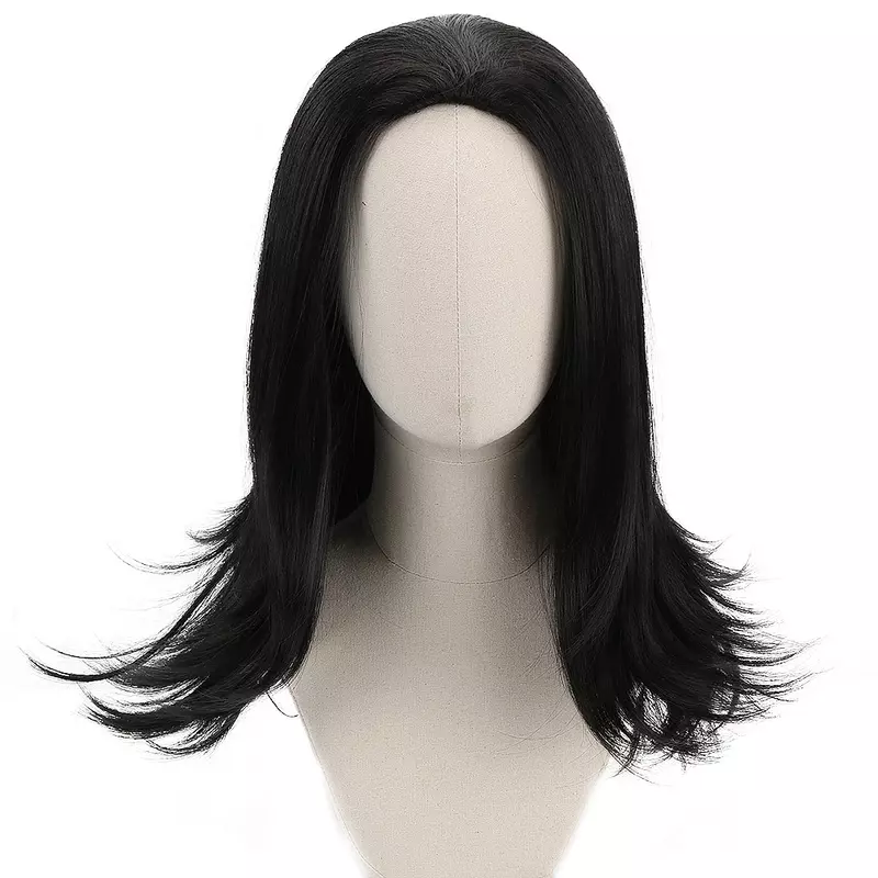 ACAG  Black Long Straight Cosplay Synthetic Hair Wigs for Men Party Costume Halloween Comic Movie Loki Thor Winter Soldier