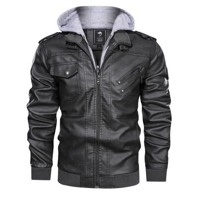 Jaqueta de couro PU masculina, casacos de motociclista casual, outono, novo