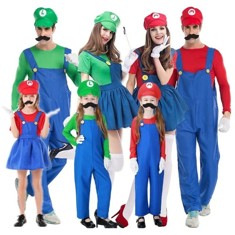 Halloween Game Anime Cosplay Costumes Funny Super Brother Bros Children Fantasia Cosplay Jumpsuit Xmas Carnival Adult Woman Suit