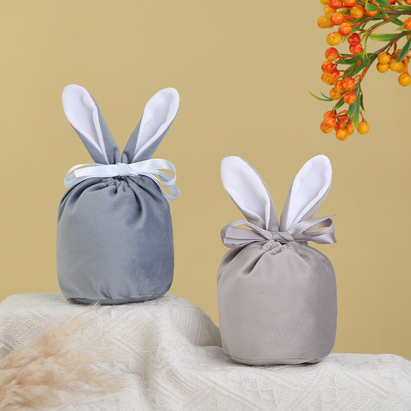 Easter Bunny Rabbit Bags Ears Velvet Bag Gift Bag Candy Packaging Box Wedding Party Easter Decoration