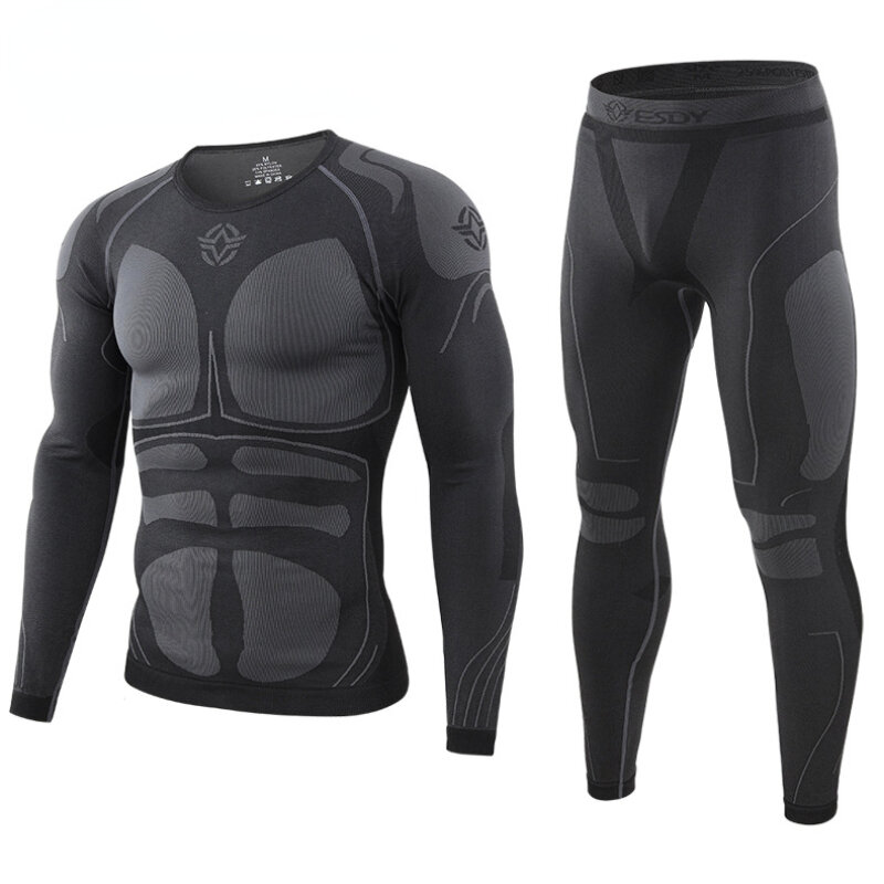 Sous-vêtements thermiques de moto 3D pour hommes, chemise de compression, pantalon serré imbibé, lingerie de sport d'hiver, randonnée en plein air, cyclisme, lingerie métropolitaine