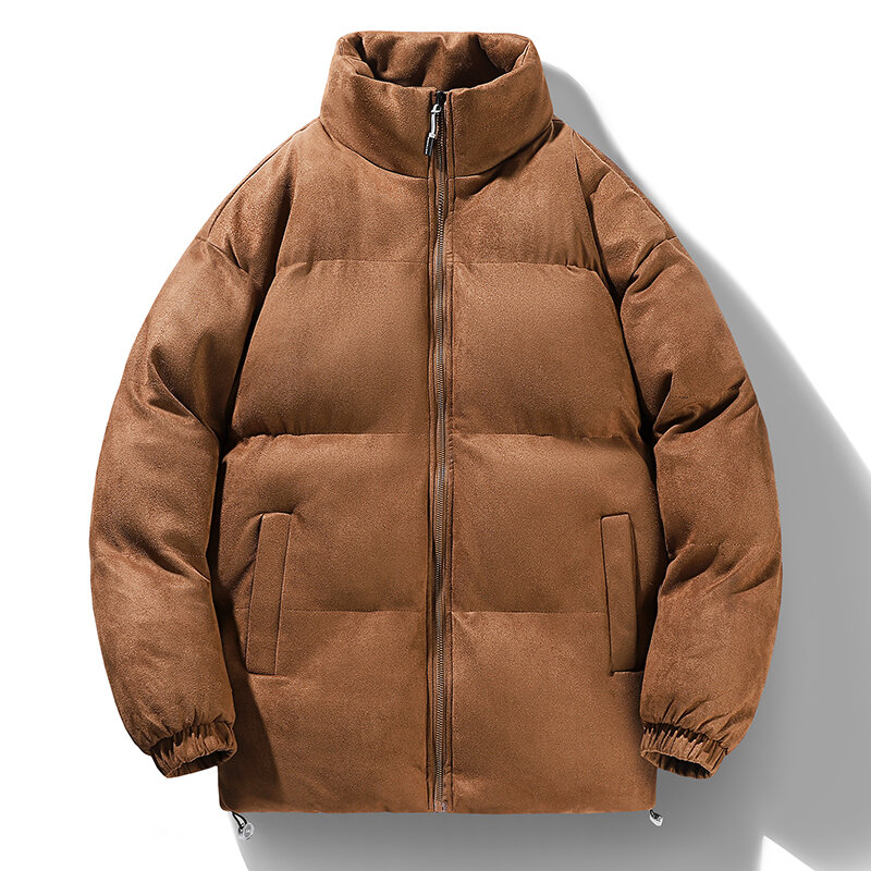 Куртка мужская зимняя с воротником-стойкой, свободная ветрозащитная хлопковая куртка, модная уличная одежда в стиле хип-хоп