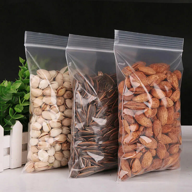 300/100PCS sacchetti con cerniera trasparenti sacchetto di immagazzinaggio sottovuoto per gioielli alimentari sacchetto di plastica richiudibile per addensare il pacchetto di organizzazione della cucina