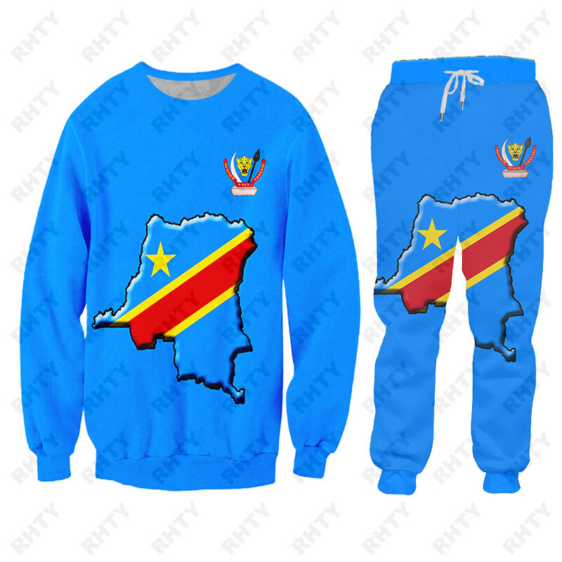 Kongo Flagge Zaire Dr. Hoodies Jacke Trainings anzug Männer 3D-Druck Hosen übergroße afrikanische Pullover Sweatshirt Unisex Kleidung Drops hip
