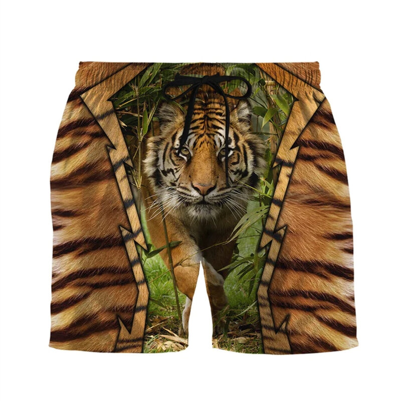 Summer Hot Selling Men's Shorts Beach Pants Personalized Tiger Print 3D Printing Hawaiian Beach Casual Style Men's Shorts Hombre