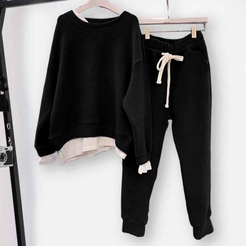 Fashion Women Two Paper Split Joint Loose Sweater Tracksuit New Design Two-piece Style Outfit Sweatshirt Pants Sets S-XXL