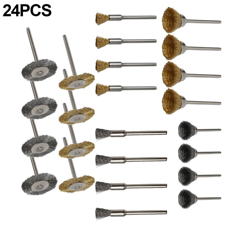 Wire Brush Brass Brush 24PCS Abrasive Block Die Grinder Polishing Rotary Tools Stainless Steel Wire Brush High Quality