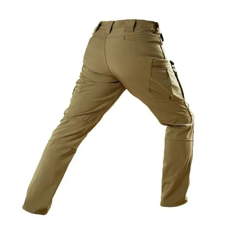 Ix7-pantalones de entrenamiento para hombre, ropa de trabajo al aire libre, holgada, impermeable, de felpa, multibolsa, resistente al desgaste, cálidos y agresivos, 2024