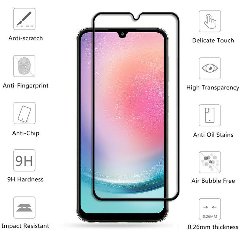For Samsung Galaxy A24 Full Cover Tempered Glass for Samsung Galaxy A24 Screen Protector 9H Lens Film For Samsung Galaxy A24