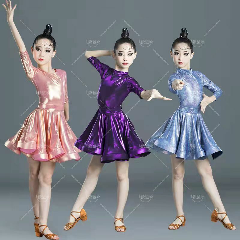 女の子のためのプロのlatinダンスドレス、salsaダンスウェア、子供の競技服、社交服、ステージウェア