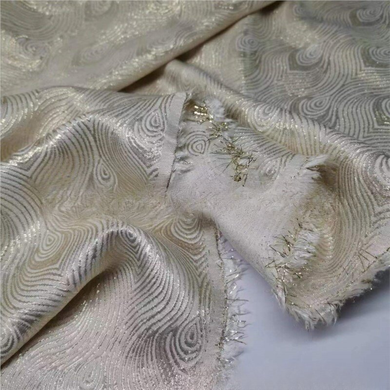InjJacquard-Tissu doux en polyester pour robe, coupe-vent, brocart, couture, mode, or, affaires, bricolage