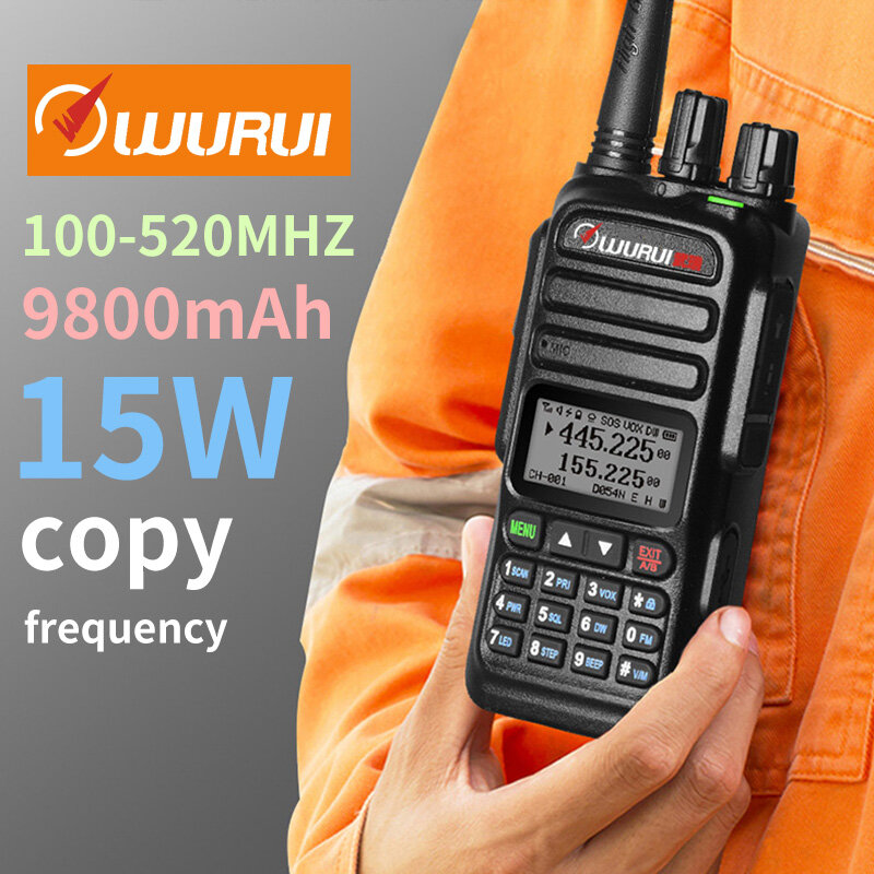 Wurui-ウォーキートーキーUv83,100-520MHz,デュアルバンド,双方向ラジオ,ハムデバイス,uhf,VHF,ハンティング用の蛍光灯
