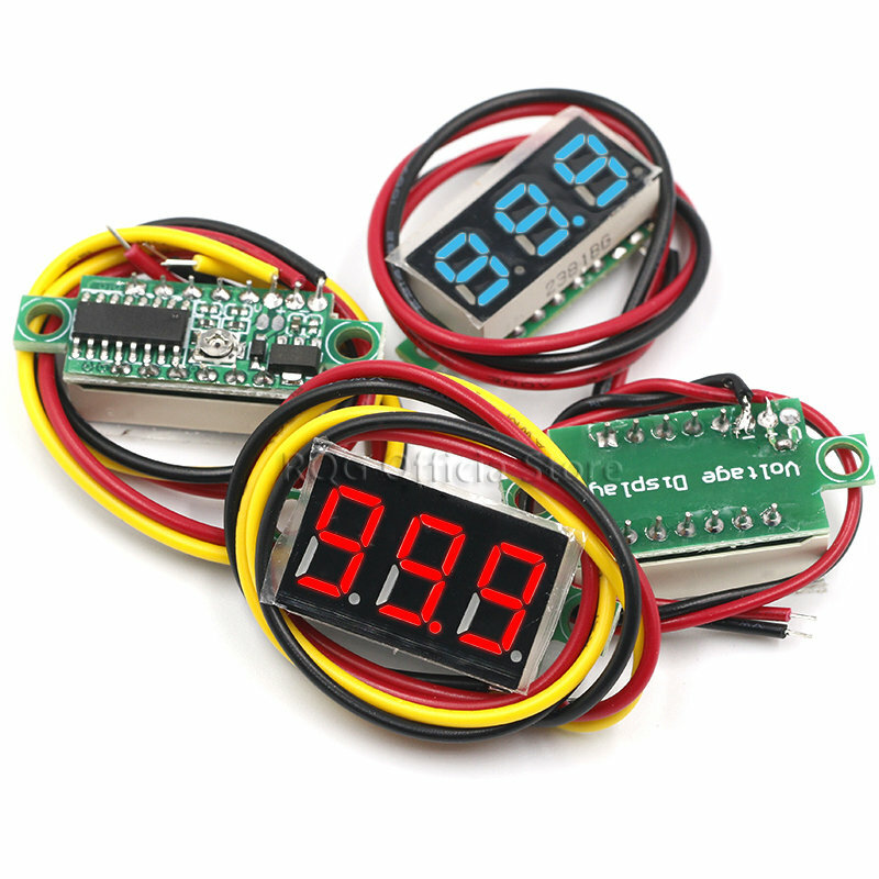 Mini medidor de voltagem com 3 fios, 0.28 polegadas, dc 0-100v, painel digital, voltímetro, detector, ferramentas de monitoramento