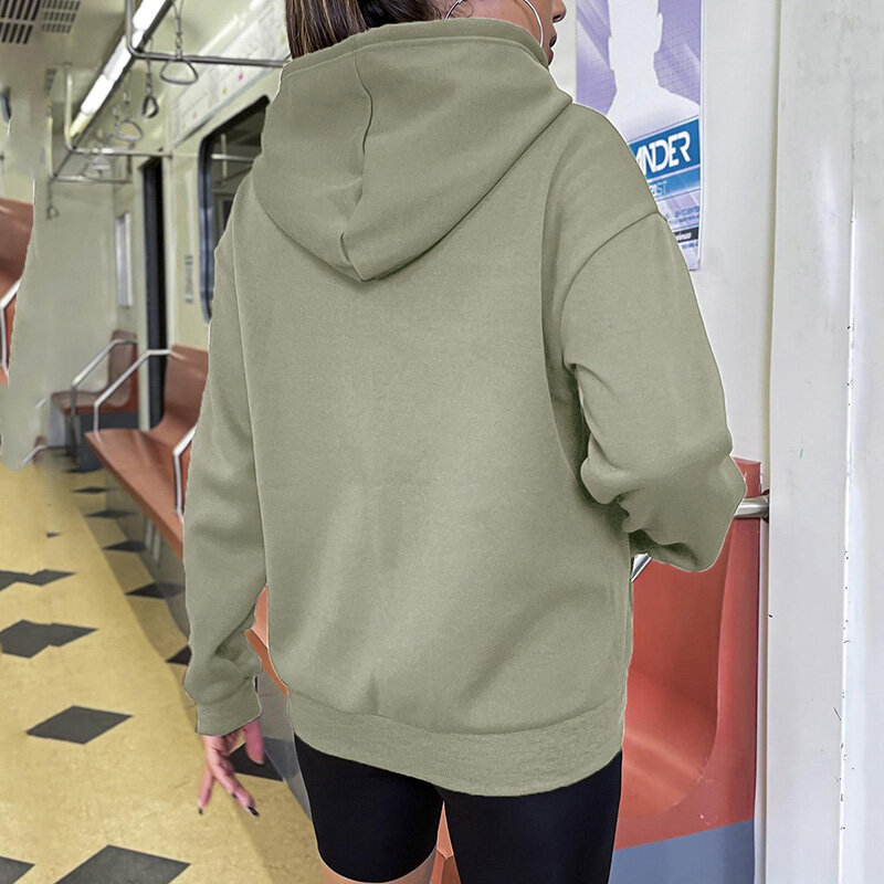 Sudadera con capucha de lana para mujer, abrigo de manga larga a la moda, chaqueta Bomber informal con diseño de bolsillo sólido, Otoño, 2022