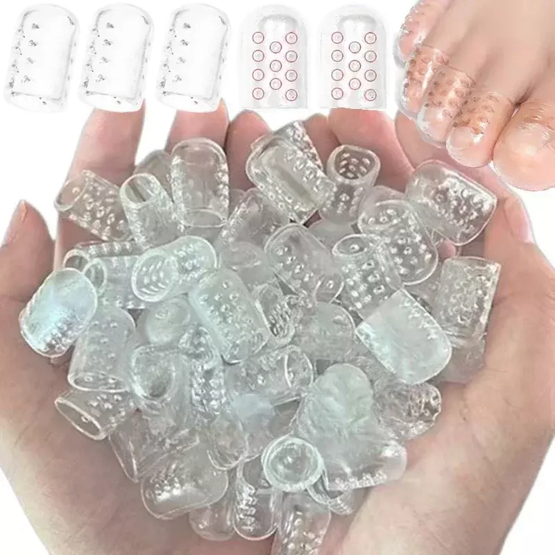 Tapas transparentes de silicona para dedos de los pies, Protector transpirable antifricción, evita ampollas, 30 piezas