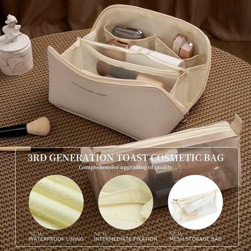 2Pcs Cosmetics Storage Kit Large Capacity Travel Toiletry Bag Makeup Bag Ins Advanced Sense Portable Cosmetic Storage Bag