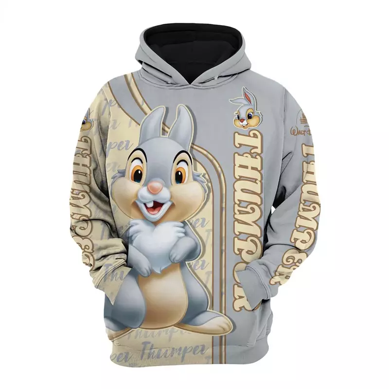 2024 New Disney 3d Hoodie Thumper Rabbit Bambi Disney Cartoon Graphic 3d Hoodie Zip Hoodie
