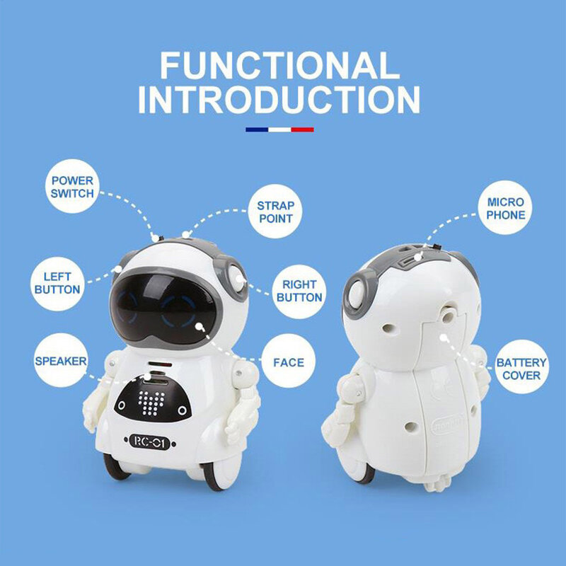 Falando Pocket Robot Toy para Crianças, Interativo, Reconhecimento De Voz, Record, Brinquedo Educativo, Montessori