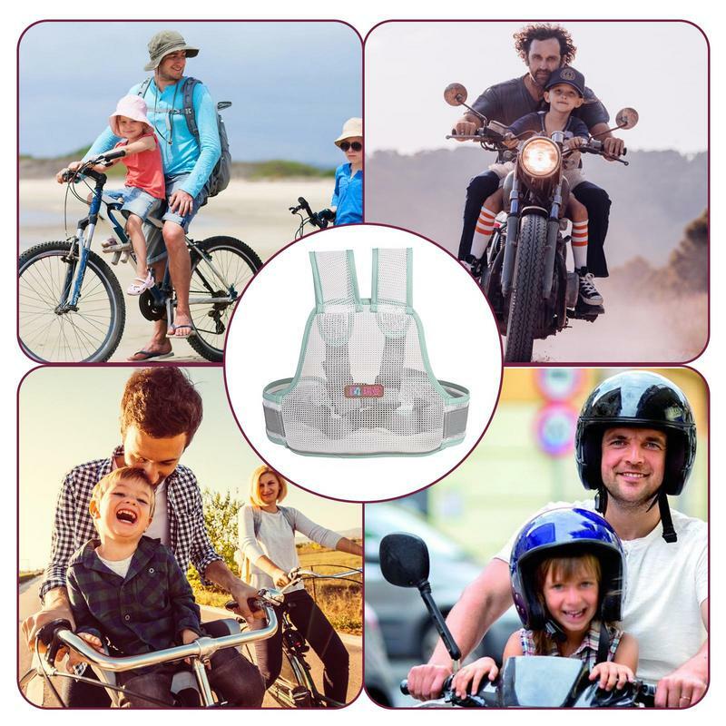 Arnês de segurança da motocicleta para criança, Anti-Fall Kid Colete de segurança, Leash Seat Harness, Criança ajustável Reflective Design Strip