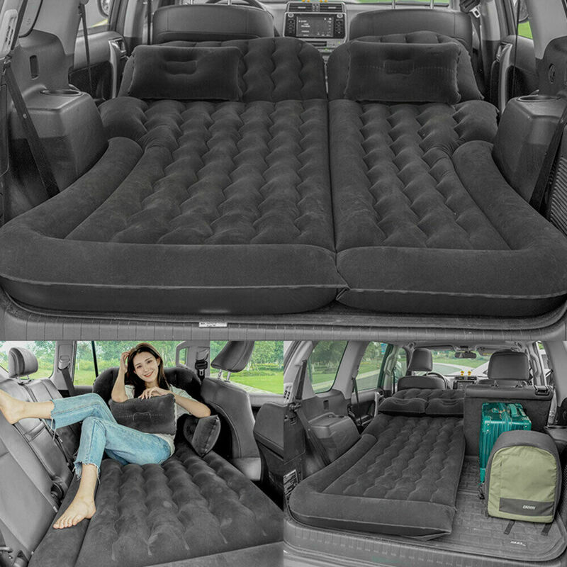 Matelas gonflable pour voiture SUV et camion, lit de voyage, flocage, 2 oreillers, camping