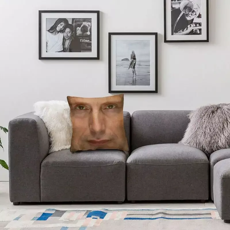 Mads Mikkelsen Hannibal Face Cushion Cover Two Side Printing TV Show Floor Pillow Case per auto federa personalizzata Home Decor