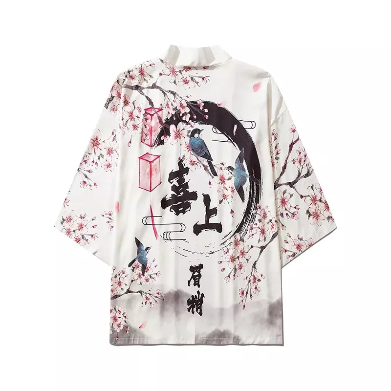 Tiktok De Zelfde Soort Kimono Obi Yukata Haori Bloemen En Vogels Print Vest Vrouwen Mannen Japanse Jas Traditionele Kleding