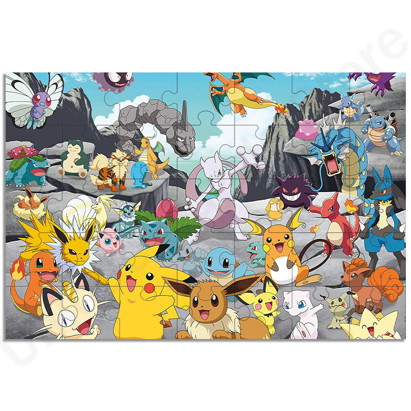 Rompecabezas de madera de dibujos animados para niños, juguetes educativos de Pokémon, regalos para niños, 35/300/500/1000 piezas