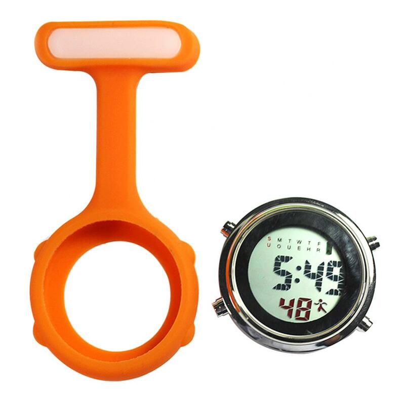Jam tangan Suster silikon modis jam tangan Fob tunik layar Digital penjepit telepon pada bros perawat Fob Pin saku jam tangan listrik