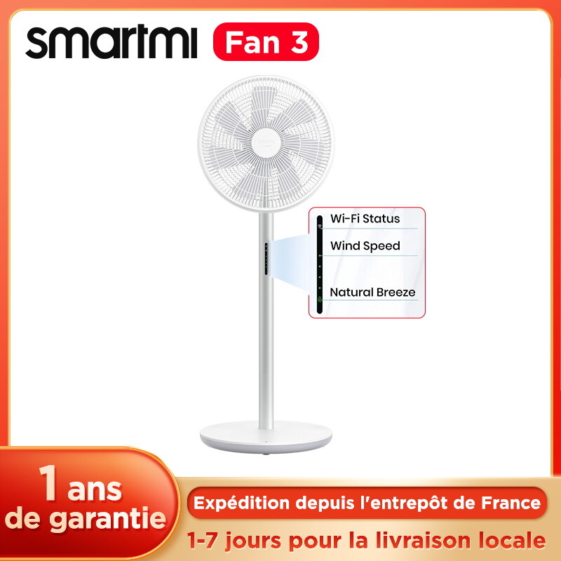 Smartmi-Ventilateur électrique 3 ZLBPLDS05ZM, ventilateur 220V, batterie aste, silencieux, portable, pour la maison et le jardin