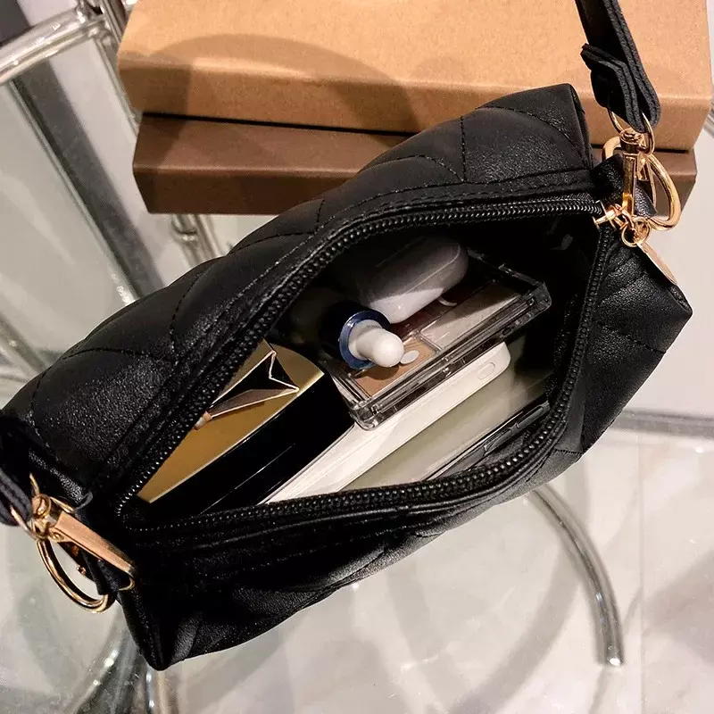 Ретро Сумка-подушка с вышивкой, модная ромбовидная цепочка, сумка на одно плечо, Женская однотонная сумка-мессенджер из искусственной кожи, ранцы