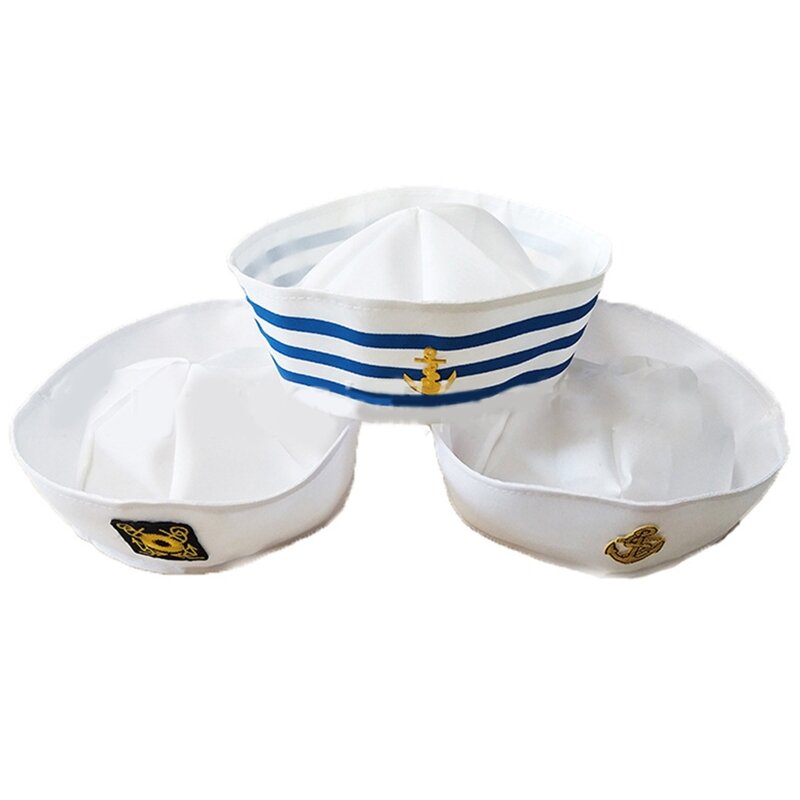 Gorros militares blancos de capitán marinero, sombrero marino para fiesta, disfraz de Cosplay