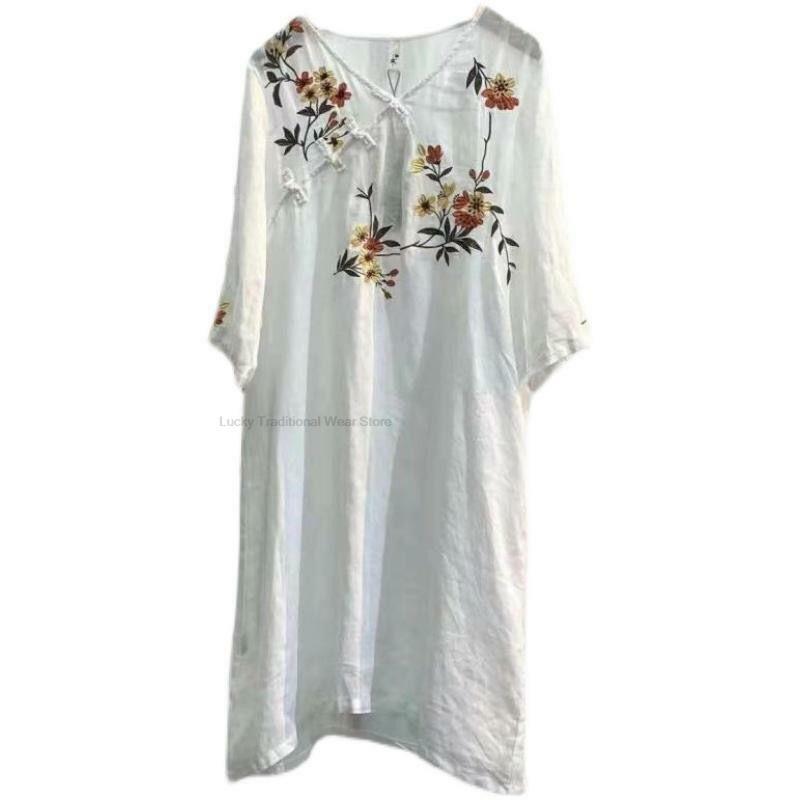 Chinese Dress Traditional Vintage Qipao Dress Women Chinese Party Dress Oriental Qipao Oriental Flower Embroidery Cheongsam