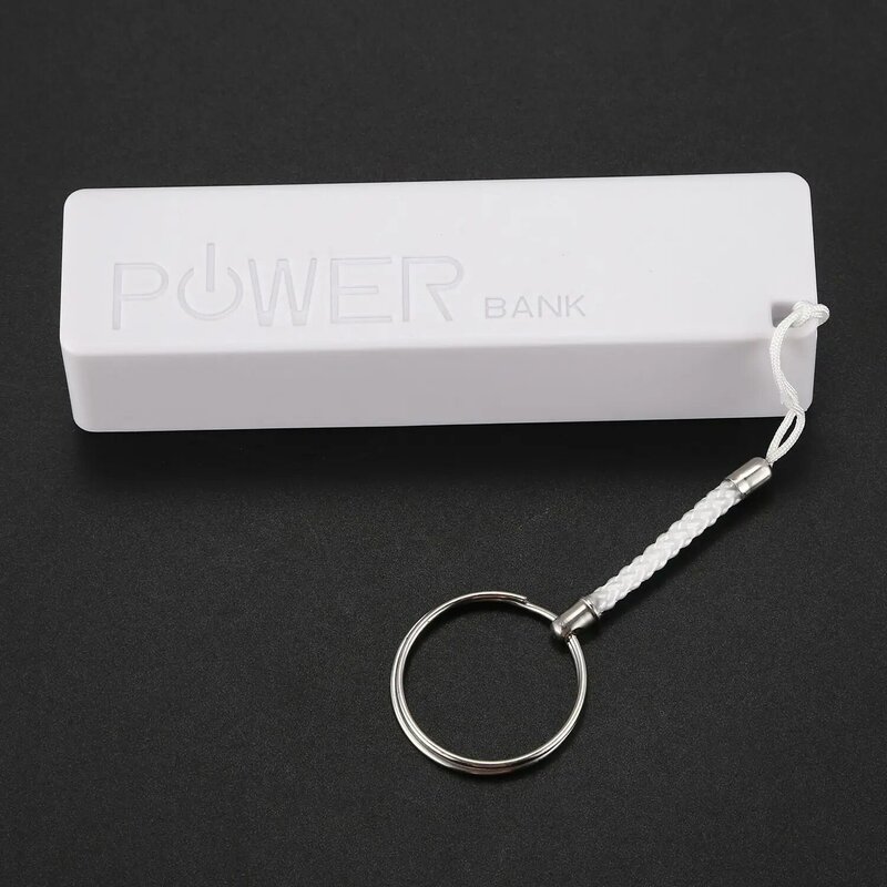 Caricabatteria portatile esterno Power Bank 18650 con portachiavi (senza batteria) (bianco)