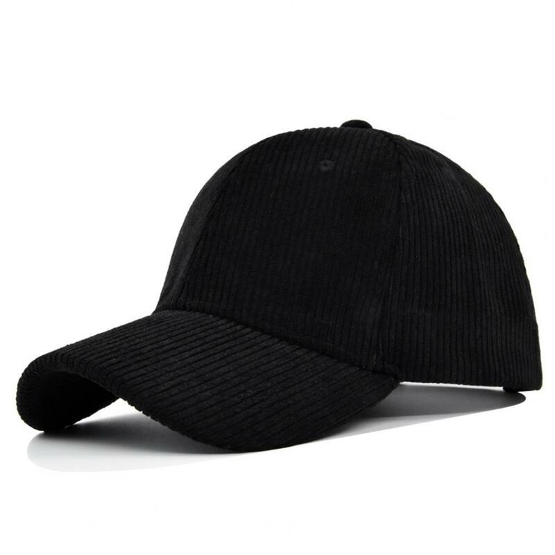 Unsiex Baseball Hat Striped Texture Adjustable Buckle Long Curled Brim Hat Sun Protection Ponytail Holder Casual Peaked Cap