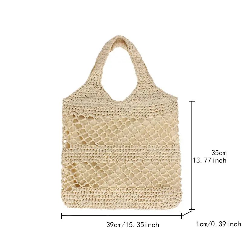 SE8-Handmade Sacola de palha tecida para mulheres, bolsas de ombro casuais, grande capacidade, bolsas de praia, verão, oco