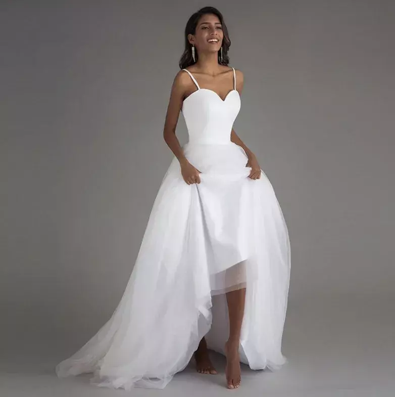 A Line Wedding Dress for bride princess simple Sweetheart Italian strap Plus Size Wed Bride Gown garden vestido de novia