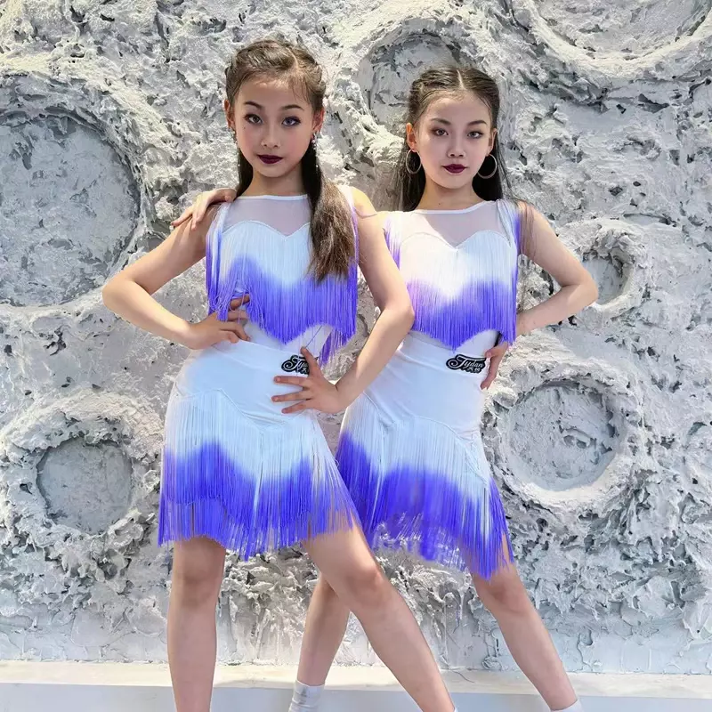 فستان رقص لاتينية بشراشيب ماسي للفتيات ، بدلة منافسة احترافية ، زي مسرح مخصص للكبار والأطفال ، راقي