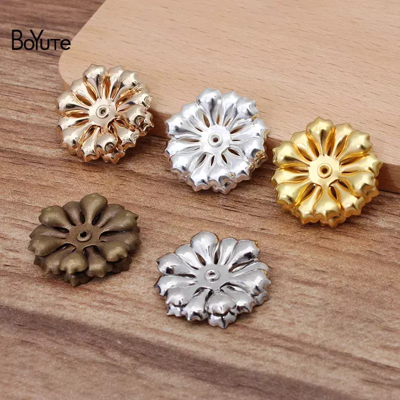 BoYuTe (50 części/partia) 23MM trójwarstwowe metalowe materiały mosiężny kwiat Diy biżuteria akcesoria hurtowe