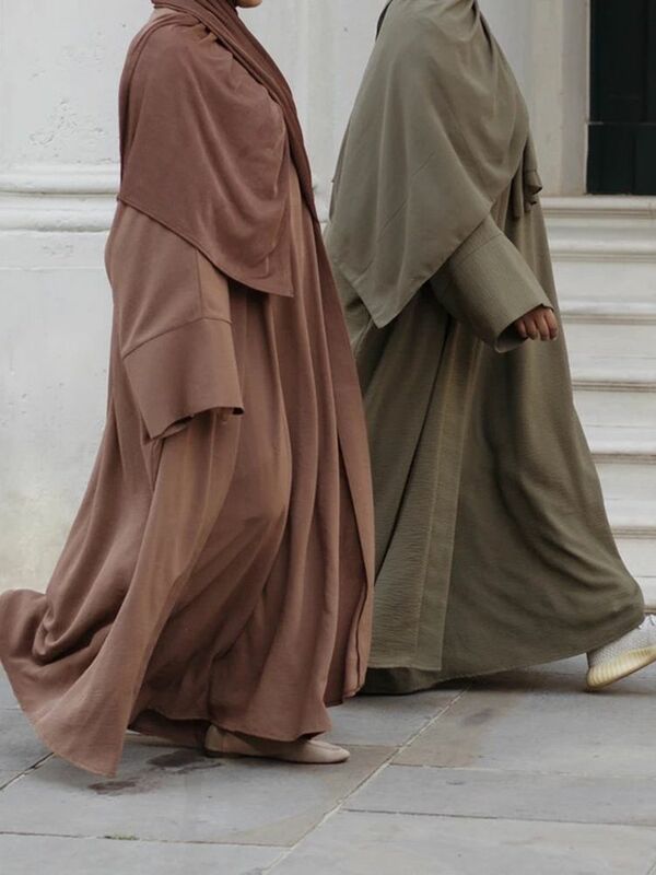 Ramadan Eid Djellaba Anzüge Abaya Dubai zwei Stück dicke muslimische Sets Kleid Abaya Dubai Truthahn muslimischen Islam Abayas mit Gürtel Wy604