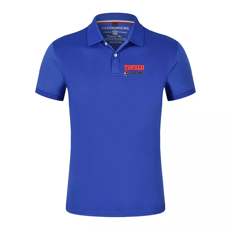 Tanfoglio-Camiseta de manga curta estampada com lapela comum masculina, impressão casual em cores sólidas, tops respiráveis, verão