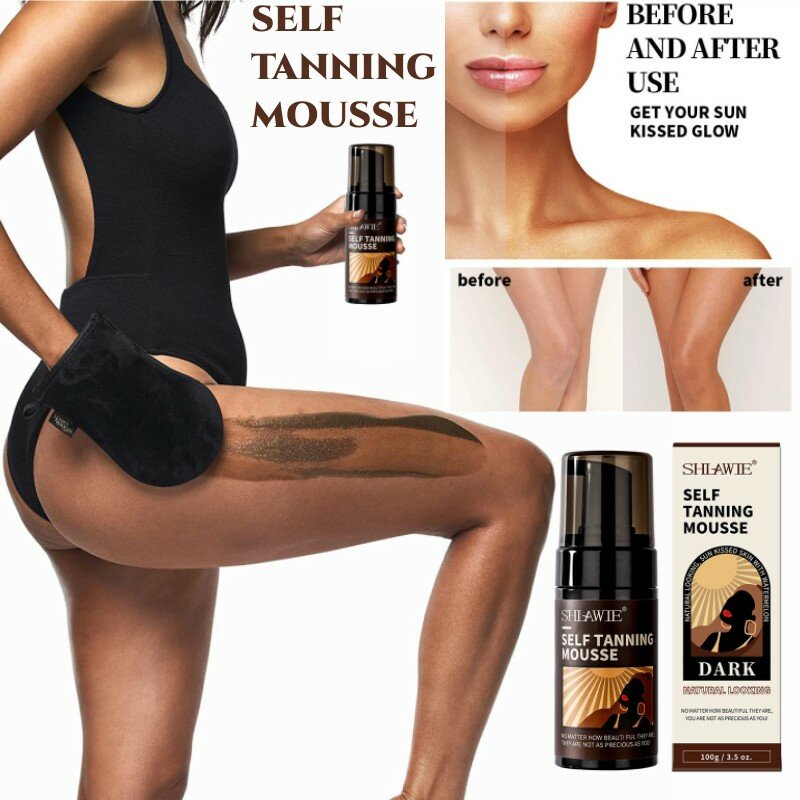 Self Tanning Mousse for Body Beach Outdoor Sunless Bronzer Spray Tan Tanning Enhancer Body Natural Tan Cream Self Tanner Care