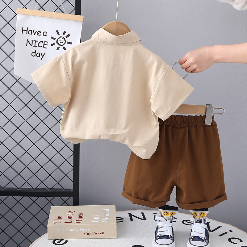 Ensemble de vêtements d'été pour bébé, chemise et short décontractés, costume de sport pour tout-petits, survêtements pour bébés, 2 pièces