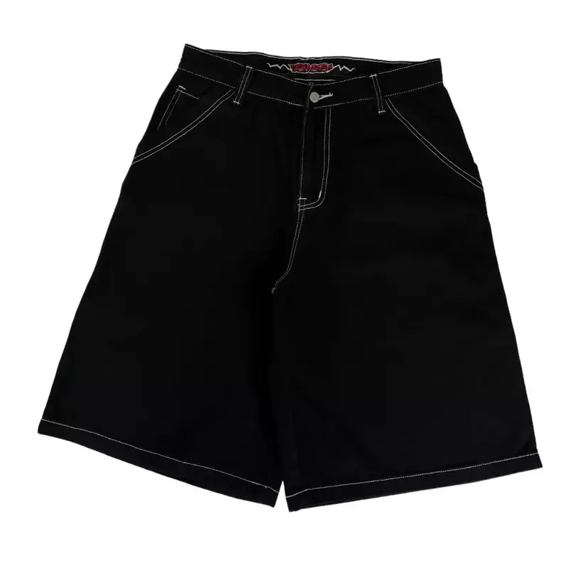 Шорты Wexwear мужские с карманами и надписью, штаны с вышивкой, с завышенной талией, мешковатые джинсовые для спортзала, в стиле хип-хоп, Y2K