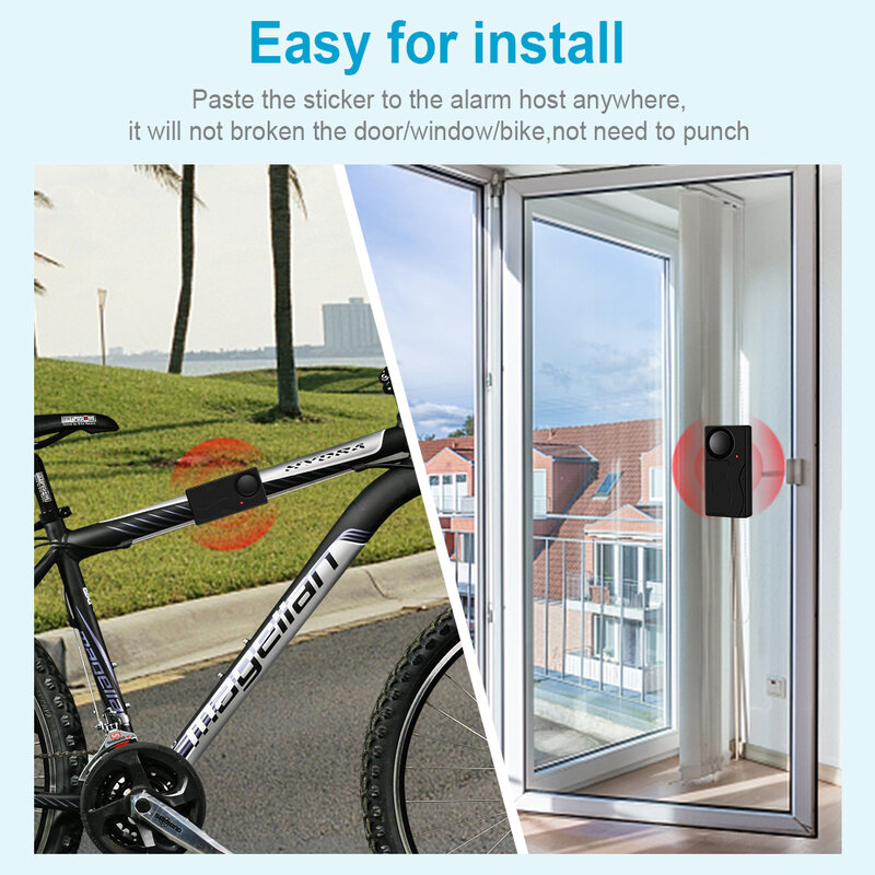 Elecpow alarma antirrobo inalámbrica con Control remoto, alarma de vibración para puerta y ventana, alarma antirrobo de seguridad para bicicleta doméstica de 110dB