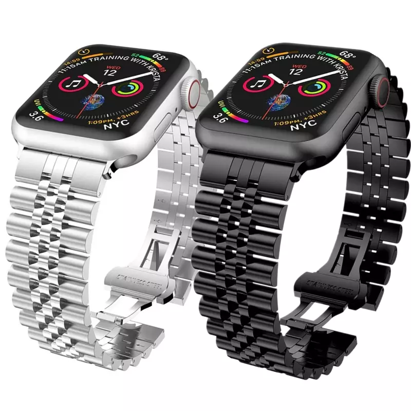 Pulseira de Aço Inoxidável para Apple Watch, Pulseira Business, Correia de Pulso, Ultra 2, 7, 6, SE, 8, 9, Ultra 2, 45mm, 41mm, 40mm, 44mm, 38mm, 42mm, iWatch 5, 4, 3