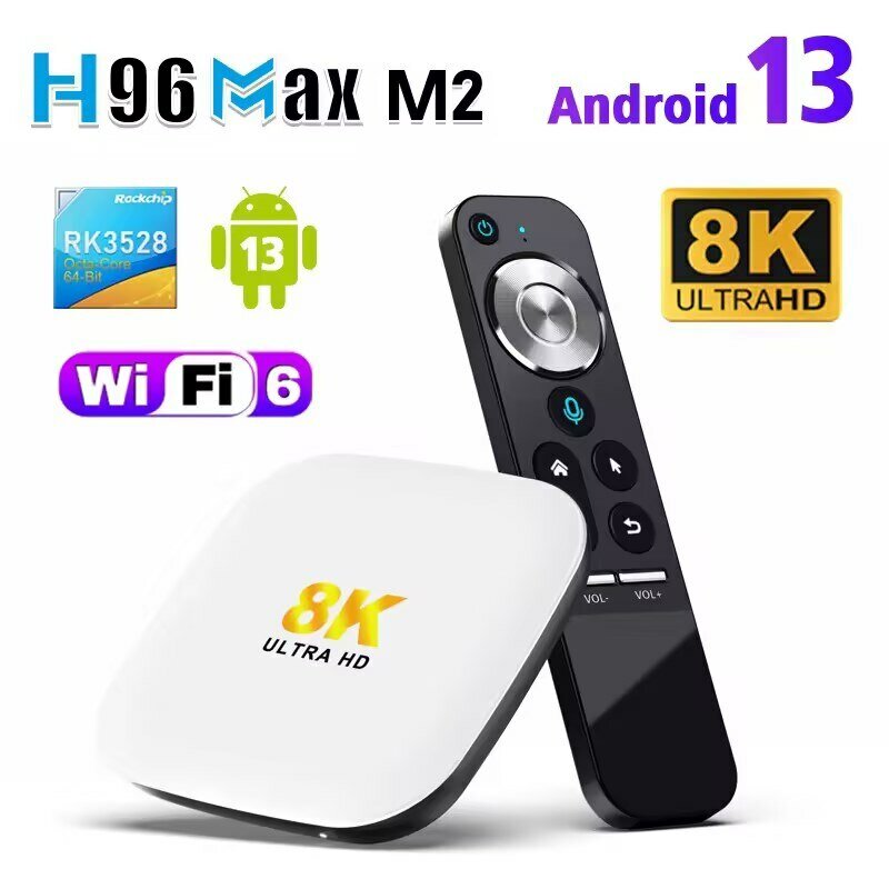 Android TV Box H96MAX M2 Android 13.0 RK3528 4 ГБ ОЗУ 64 ГБ ROM Поддержка Wifi6 BT5.0 8K Видеоприставка с ТВ-приставкой