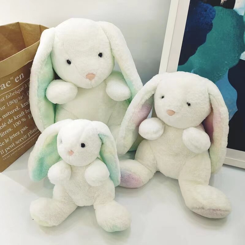 Kawaii tęcza królik Plushie zabawka śliczny biały miękki królik Peluche lalka nowy Lop długie ucho królik nadziewane zabawki wielkanoc urodziny prezenty
