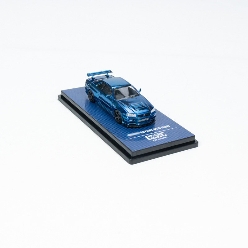 INNO-Modèle de voiture Skyline GTR R34 Diorama, bleu carbone, Chine limitée, moulé sous pression, en stock, 1:64