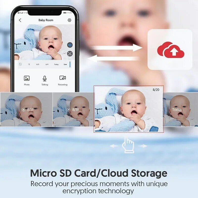 Victure Monitor bayi WiFi, kamera keamanan rumah pintar dalam ruangan 1080P dengan penglihatan malam warna, putih
