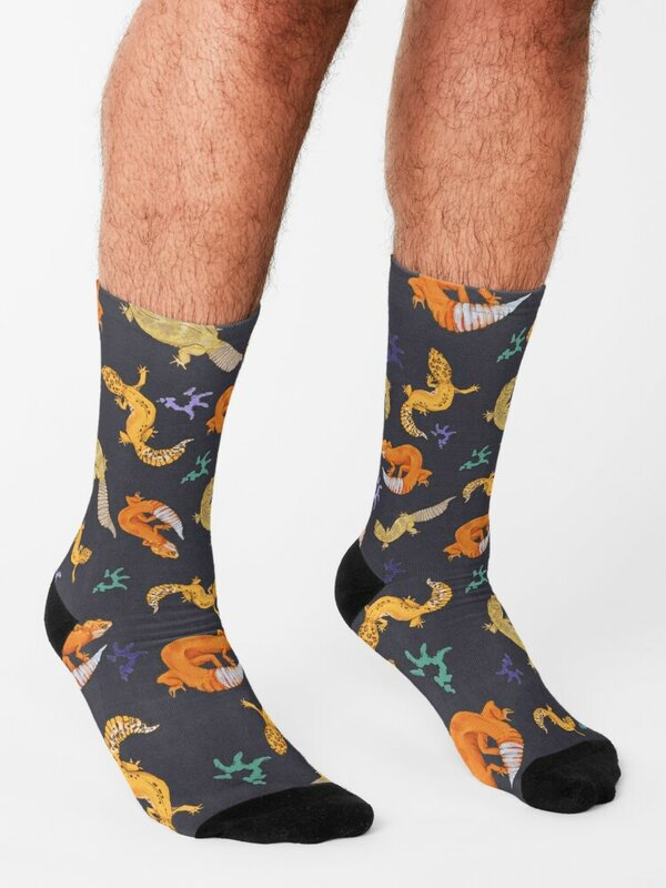 Calcetines de fútbol con patrón de Gecko para hombre y mujer, medias sueltas para niños